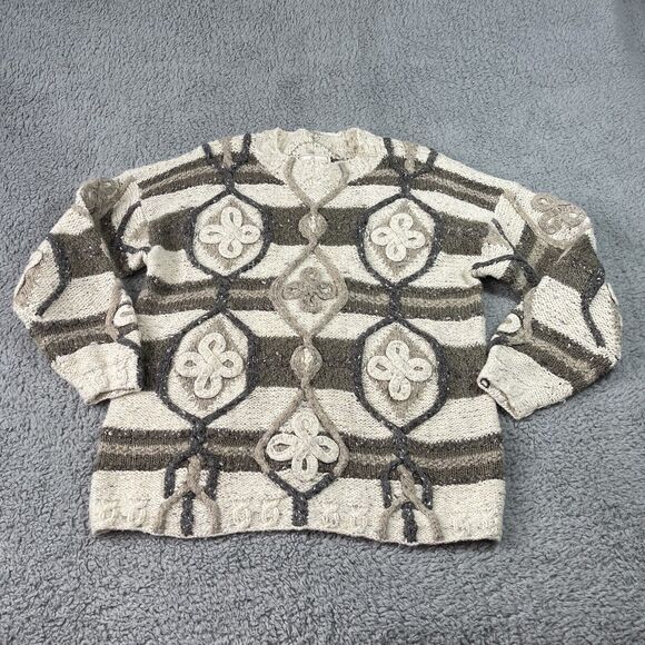 VTG Express Tricot Sweater Womens Medium Handknitted Pullover Angora Wool Beige - Picture 1 of 9